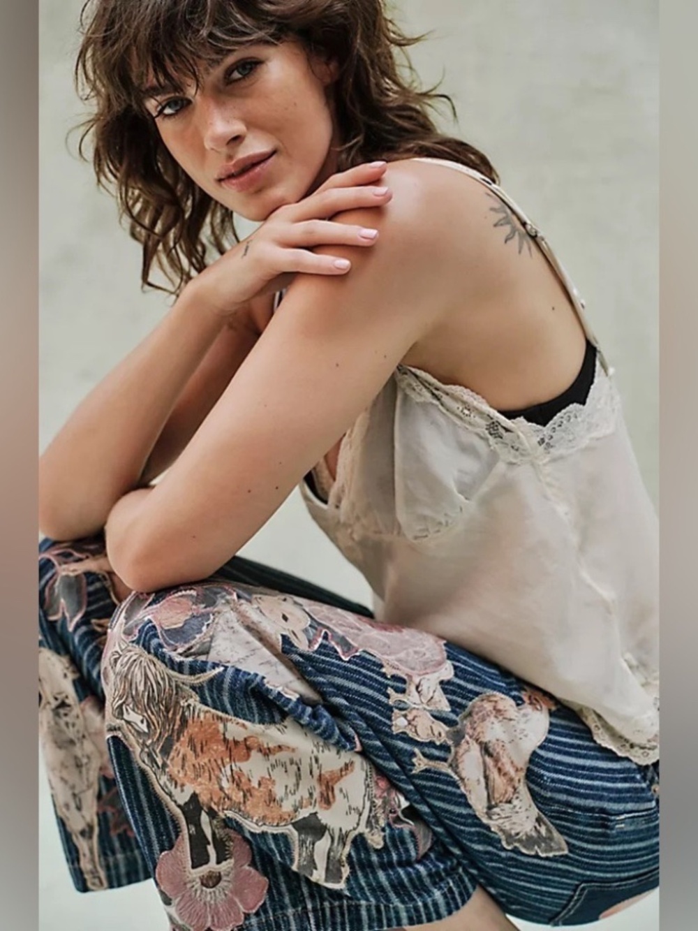 NWT Free People We the Free Farm to Peach Patchwork Jeans Size 28 NEW with Tag - Picture 3 of 13